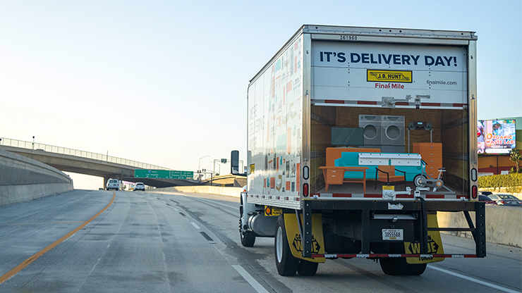 final mile services truck on the highway